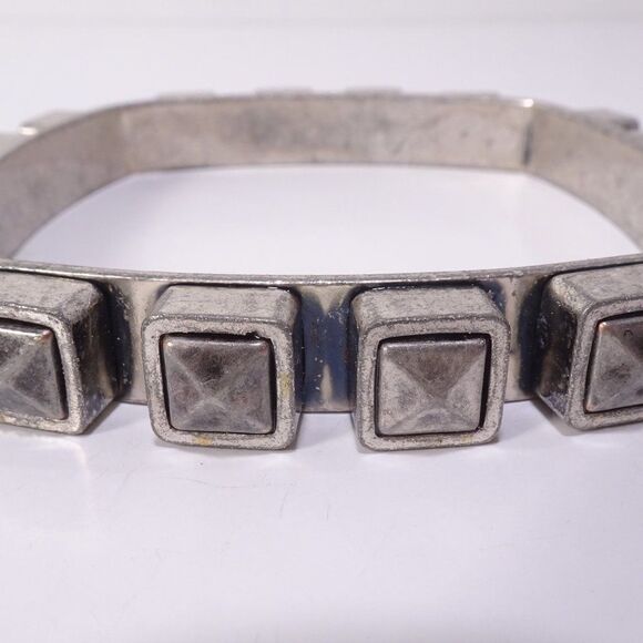 Lee Angel Piper Oxidized Silver Pyramid Square Bangle Bracelet NWT 200 - Picture 15 of 16